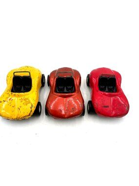 Tonka Vintage Diecast Cars Trio - Yellow Red Orange - Classic Toy Vehicles